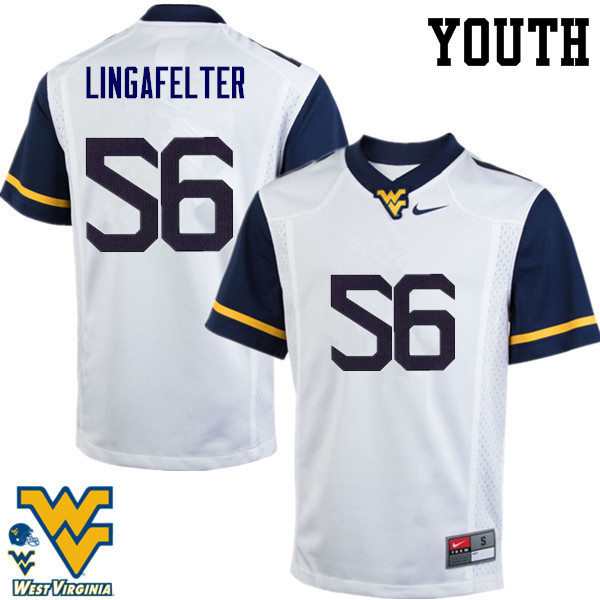 Youth #56 Grant Lingafelter West Virginia Mountaineers College Football Jerseys-White